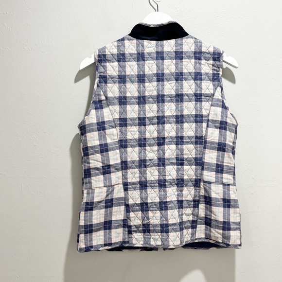 TYLER BÖE Women’s Blue Plaid Flannel Vest With Corduroy Trim Lined Pockets Sz S - Picture 4 of 9